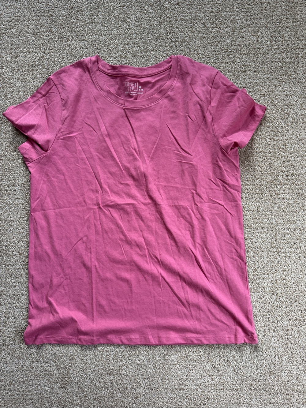 Time and Tru Mauve-Pink Crew Neck Short Sleeve Tee